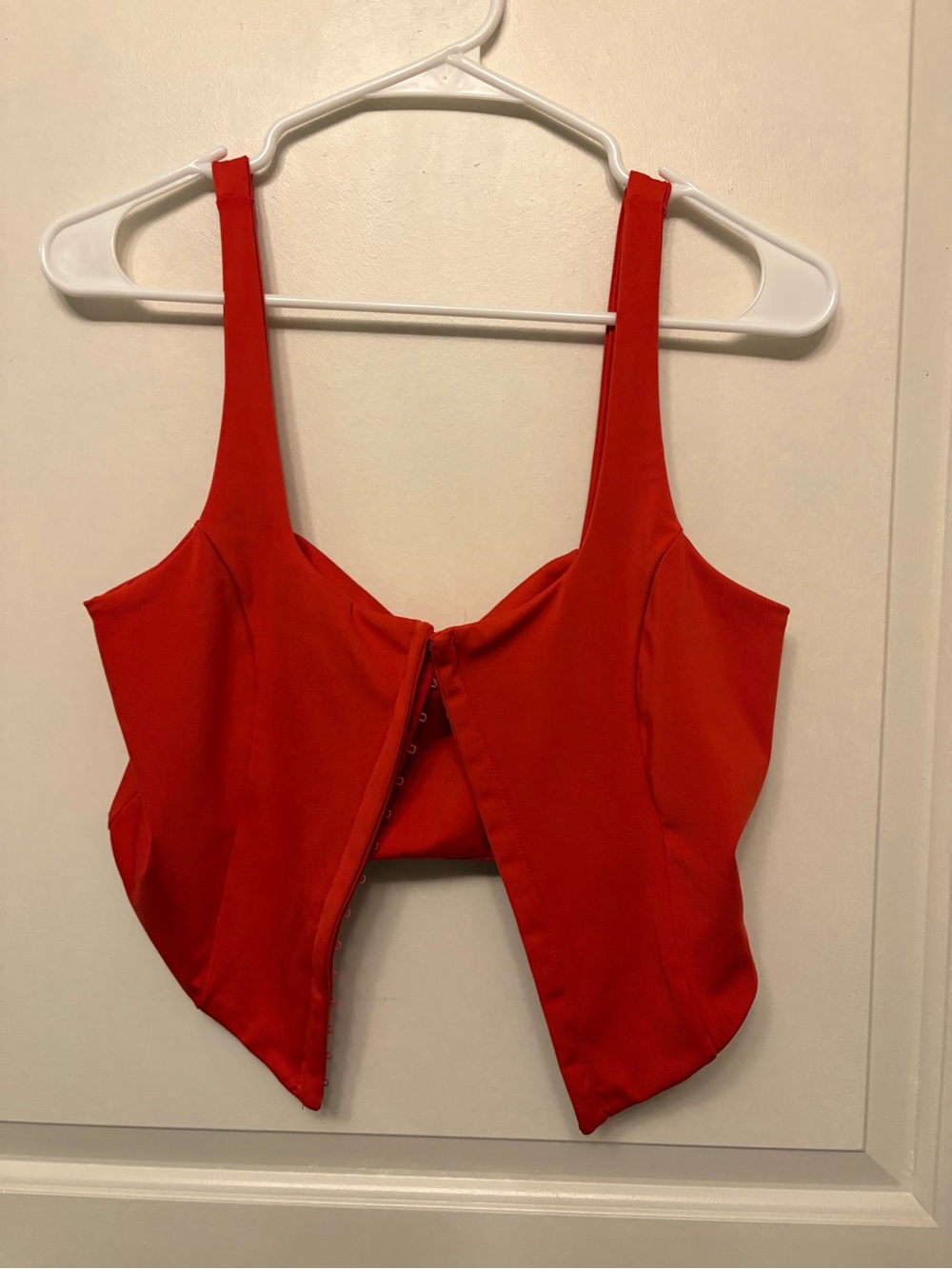 Red Women's Crop Tank Top with Hook Closure